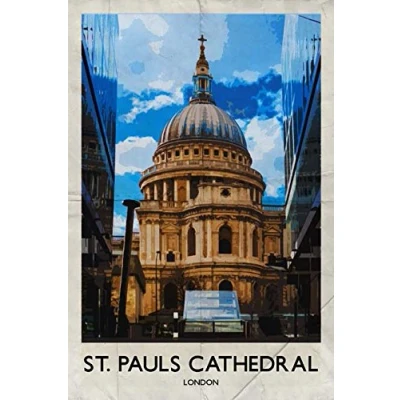 Image of St Pauls Cathedral Retro Poster Greeting Card