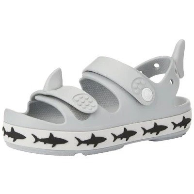 Image of Crocs Crocband Cruiser Shark Unisex Pool slides for kids, Size: 3, Light grey Synthetics