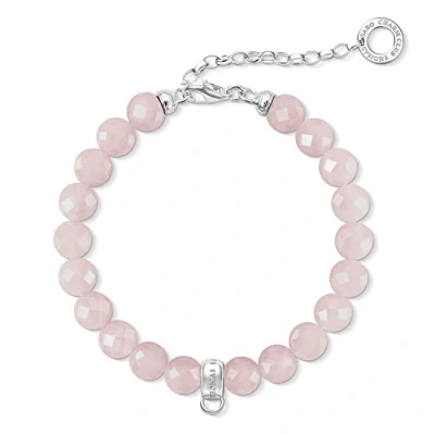 Image of Thomas Sabo &quot;Pink&quot; Rose Quartz Charm Bracelet of Length 16cm + 4 cm extender