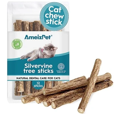 Image of AmeizPet Catnip Sticks For Cats, Cat Dental Chew Natural Matatabi Care, Silvervine Teeth Cleaning (12 pcs)