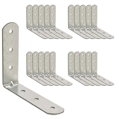 Image of OMIDEAS 20 x Angle Bracket (60 60 16) 90 Degree L Shape Corner Brace Plate Wood Metal Connecting Fixing Joining Repair Support Galvanised Connector