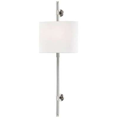 Image of Bowery 2 Light Wall Sconce Polished Nickel, Linen