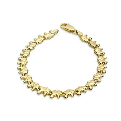 Image of Carissima Gold Women&#039;s 9ct Yellow Elephants Link Bracelet of 19cm/7.5&quot;