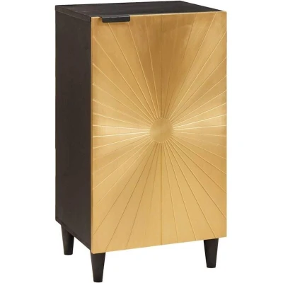 Image of vidaXL Sideboard Black and Gold 40 x 33 75 cm Solid mango wood
