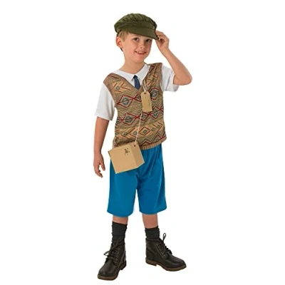 Image of Rubie&#039;s 880344L000 Generic Evacuee Boy Kids Fancy Dress, Multicolour, 7 8 Years