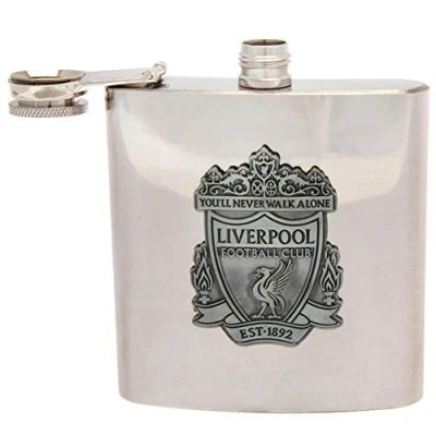 Image of Liverpool Fc 6oz Stainless Steel Hip Flask Antique Style