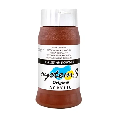 Image of Daler Rowney System3 Acrylic Paint, Plastic Pot, 16.91oz 500 ml, Burnt Sienna