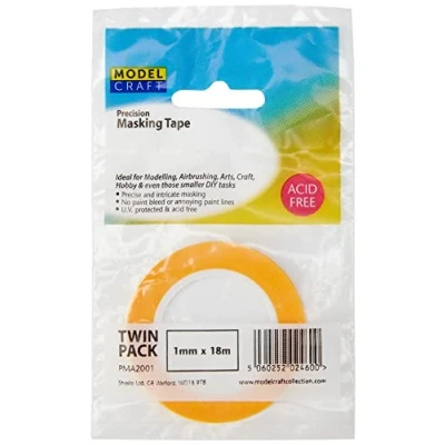 Image of Modelcraft Twin Pack 1mm Precision Masking Tape, Yellow, 6 x 0.3 cm