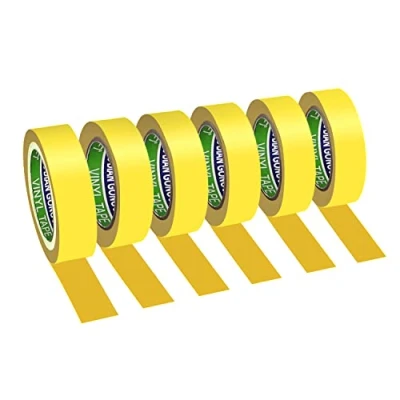 Image of Xrkuu 6 Pack Yellow Insulation Tape, 17mm x 9m Electrical Tape Multipack Waterproof Insulating PVC Adhesive Gaffer for Wiring Projects
