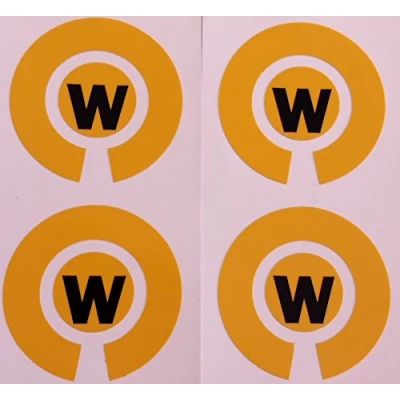 Image of Crown Green Lawn Indoor Bowls Adhesive Lettered Coloured Marker Labels Set of 4 (Yellow, W)