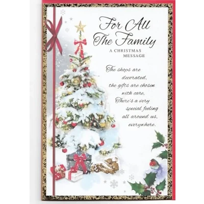 Image of Christmas Card For All The Family 23 x 15 Cm (9 6 inches) a Message Tree