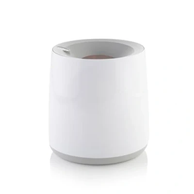 Image of Minky Bathroom Waste Bin, 8L Capacity, Oval Shaped Compact Removable Lid With Aperture for Easy Cleaning, Stylish &amp; Practical White Light Grey, Made in the UK