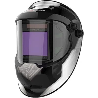Image of YESWELDER Large Viewing True Colour Welding Mask Solar Powered Auto Darkening Helmet with SIDE VIEW, 4 ARC Sensor Wide Shade 4/5 9/9 13 Welder for TIG MIG