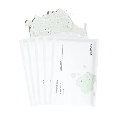 Image of celimax The Real Cica Calming Ampoule Mask with Centella Asiatica &amp; Madecassoside, Korean Face Sheet for Skincare, Hydrating, Wrinkle Fine Lines, 27ml (5EA)