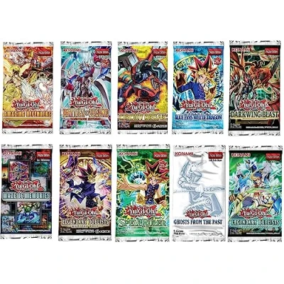 Image of YuGiOh! Card Booster Pack Bundle 10 Random YuGiOh Packs + DelTex 100+ Deck Box