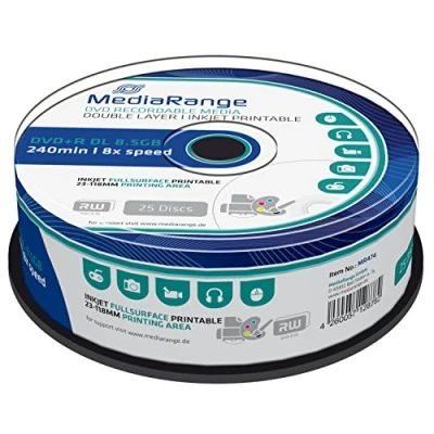 Image of MediaRange MR474 DVD+R Double Layer 8.5GB 8x Speed Printable (Pack of 25)