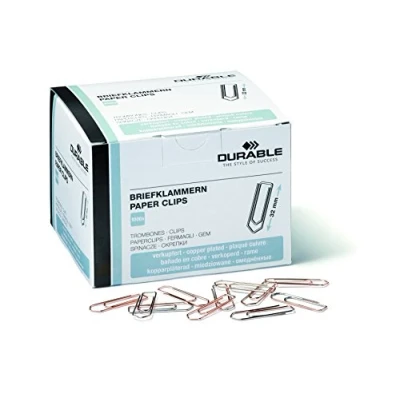 Image of DURABLE Paper Clips 32 mm Copper Plated Box of 1000 For Keeping Important Documents Safely Together