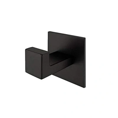 Image of Melairy Self Adhesive 304 Stainless Steel Bathroom Square Towel Hook Matte Black Finish Coat hat Door Hanger Accessories,No Screw Need
