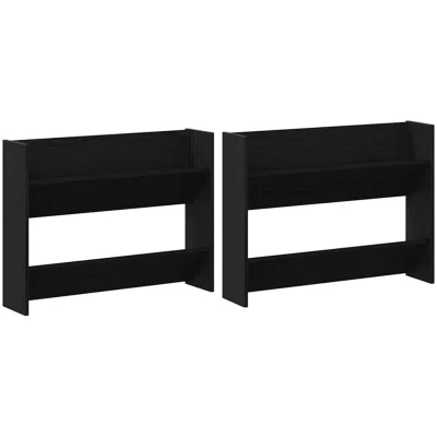 Image of vidaXL Wall Shoe Cabinet with Shelf mounted Other Storage 2 pcs Black oak Engineered wood