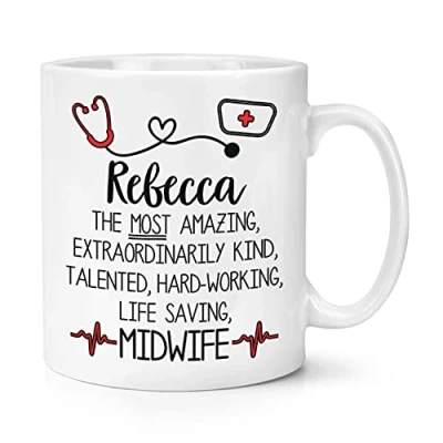 Image of Personalised Name Amazing Life Saving Midwife 10oz Mug Cup