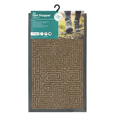 Image of JVL Patterned Dirt Stopper Scraper Maze Design Entrance Door Mat, Brown, 45 x 75 cm