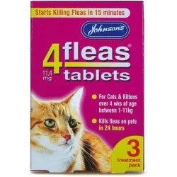 Image of Johnsons Vet 4fleas Tablets for Cats &amp; Kittens 3 Treatment Pack
