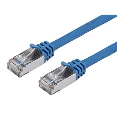Image of Monoprice Cat7 Ethernet Patch Cable 30.48M (100ft) Blue, Flexboot, RJ45, Stranded, 600Mhz, S/FTP, CMX, Pure Bare Copper Wire, 26AWG Entegrade Series