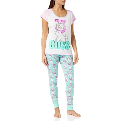 Image of Disney Aristocats Marie Womens Pyjamas &#039;Im The Boss&#039; Pjs, Sizes UK 8 to 22, Official Loungewear Gifts for Women (8 10) White