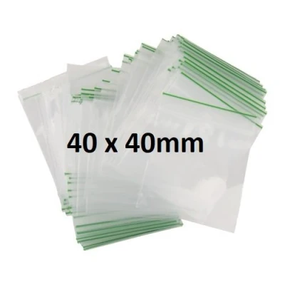 Image of 500X 40 x 40mm Heavy Duty Small Tiny Poly Plastic Sealy Grip Zip Lock Zipper Seal Gummy Bags Baggies BAGGYS (CPUK Exclusive) … (Plain)