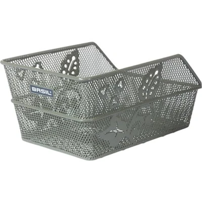 Image of Basil Cento S Flower Rear Bicycle Basket Fixed Mount Green