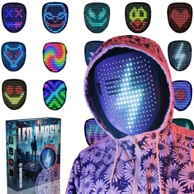 Image of Depointer Life LED mask with Gesture Sensing, Lighted Face Transforming for Costume Cosplay Party Masquerade, light up halloween