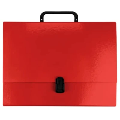 Image of Netuno 1 x brochure case Made of Cardboard A4 red Spine Width 5 cm Document Folder with Handle Carry Box DIN