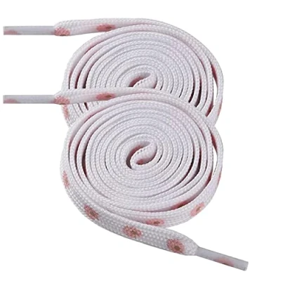 Image of BupiMufi Daisy Flower Shoelaces Flat 120 cm 140 cm, White + Pink, M