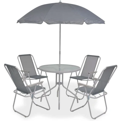 Image of vidaXL 6 Piece Outdoor Dining Set Steel and Textilene Grey