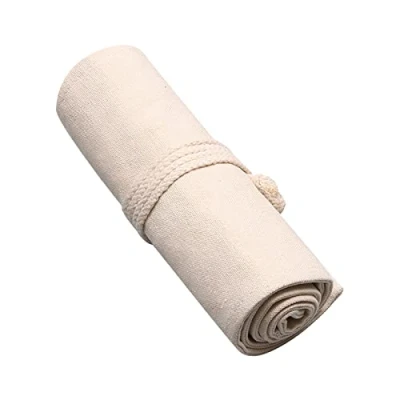 Image of Canvas Pencil Wrap Pencils Roll for Case Hold 12/36/72 Color Stationery School Office
