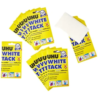 Image of UHU 42196 White Tack Mastic Adhesive Non staining Handy Pack Ref 2633 [Pack of 12]