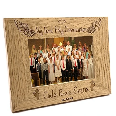 Image of ukgiftstoreonline Boys First Holy Communion Personalised Photo Frame Gift (5 x 7 Inch)