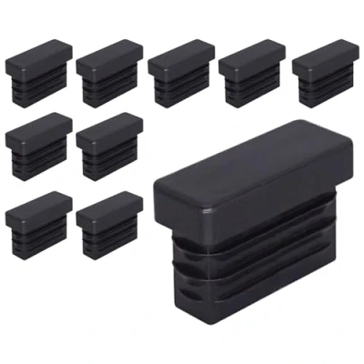 Image of SKIR&#039;CO (10 pcs) Rectangular Plastic Plugs 10 x 20 mm, Mat Tube End Caps, Rectangle Inserts, Fence Post Plugs, Black RAL 9005