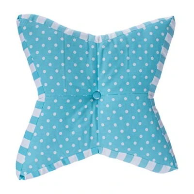 Image of HOMESCAPES Blue Star Floor Cushion Large Decorative Children’s &amp; Garden Seat Pad with Polka Dot Pattern, Pre Filled 100% Cotton Indoor and Outdoor Cushion, 48cm