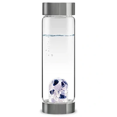 Image of VitaJuwel ViA Balance Crystal Water Bottle with Sodalite, Chalcedony &amp; Clear Quartz Inner Peace, Reflection Meditation