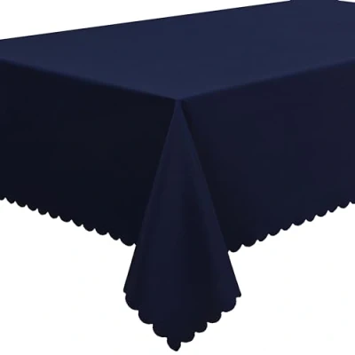 Image of Home Direct Extra Large Rectangular Rectangle Fabric Tablecloth Table Cloth Cover 140x300cm 55&quot;x118&quot; Navy Blue