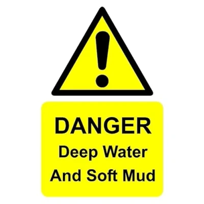 Image of Danger deep water and soft mud safety sign 3mm Aluminium (300mm x 200mm)