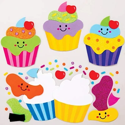 Image of Baker Ross AT402 Cupcake Mix &amp; Match Fridge Magnets Kits Pack of 8, Make Your Own Magnets, Ideal for Kids Arts and Crafts Project