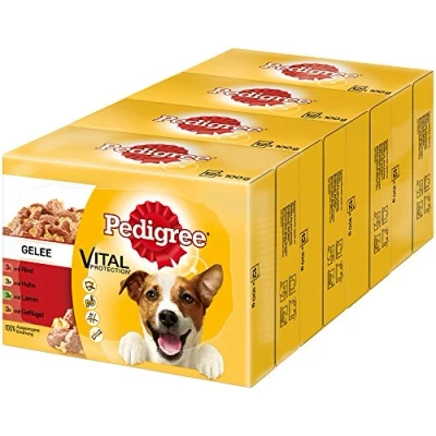 Image of Pedigree Vital Protection dog food with beef, chicken and lamb in jelly, 48 sachets (48 x 100 g)