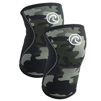 Image of Rehband RX Knee Support for Strength Training &amp; Fitness 7mm Neoprene Sleeve, Flexible Non Slip, Sleeve Men Women, Colour:Camo 1 Pair, Size:X Large