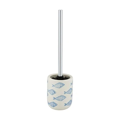 Image of WENKO Aquamarin Toilet Brush Holder, Ceramic, Beige, 10 x 40 cm