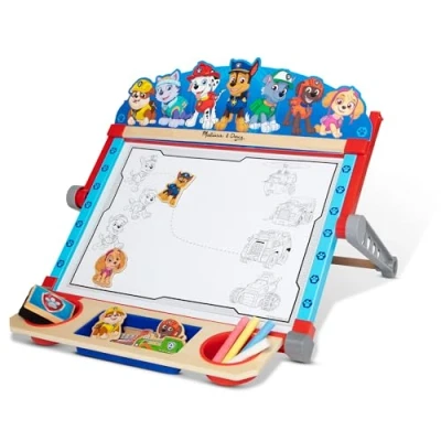 Image of Melissa &amp; Doug PAW Patrol Wooden Double Sided Tabletop Art Centre Easel