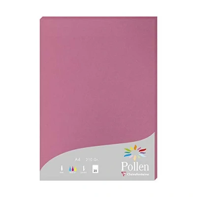 Image of Clairefontaine Ref 224281C Pollen Coloured Paper (Pack of 25 Sheets) A4 (210 x 297mm), 210gsm Paper, Inkjet &amp; Laser Printer Compatible, Acid Free Hydrangea Pink