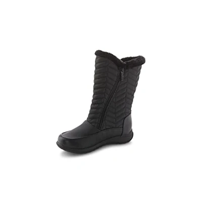Image of totes Women&#039;s Winter, Rain &amp; Snow Boots Insulated Warm Fur Lined, Tall Mid Calf Height, Chevron Black, 8 UK