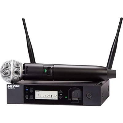 Image of Shure GLXD24R+/SM58 Dual Band Pro Digital Wireless Microphone System for Church, Karaoke, Vocals 12 Hour Battery Life, 100 ft Range SM58 Handheld Vocal Mic, Single Channel Rack Mount Receiver
